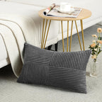 Fancy Homi Dark Gray Lumbar Decorative Throw Pillow Covers 12X20 Inch For Living Room Couch Bed Sofa, Farmhouse Home Decor, Soft