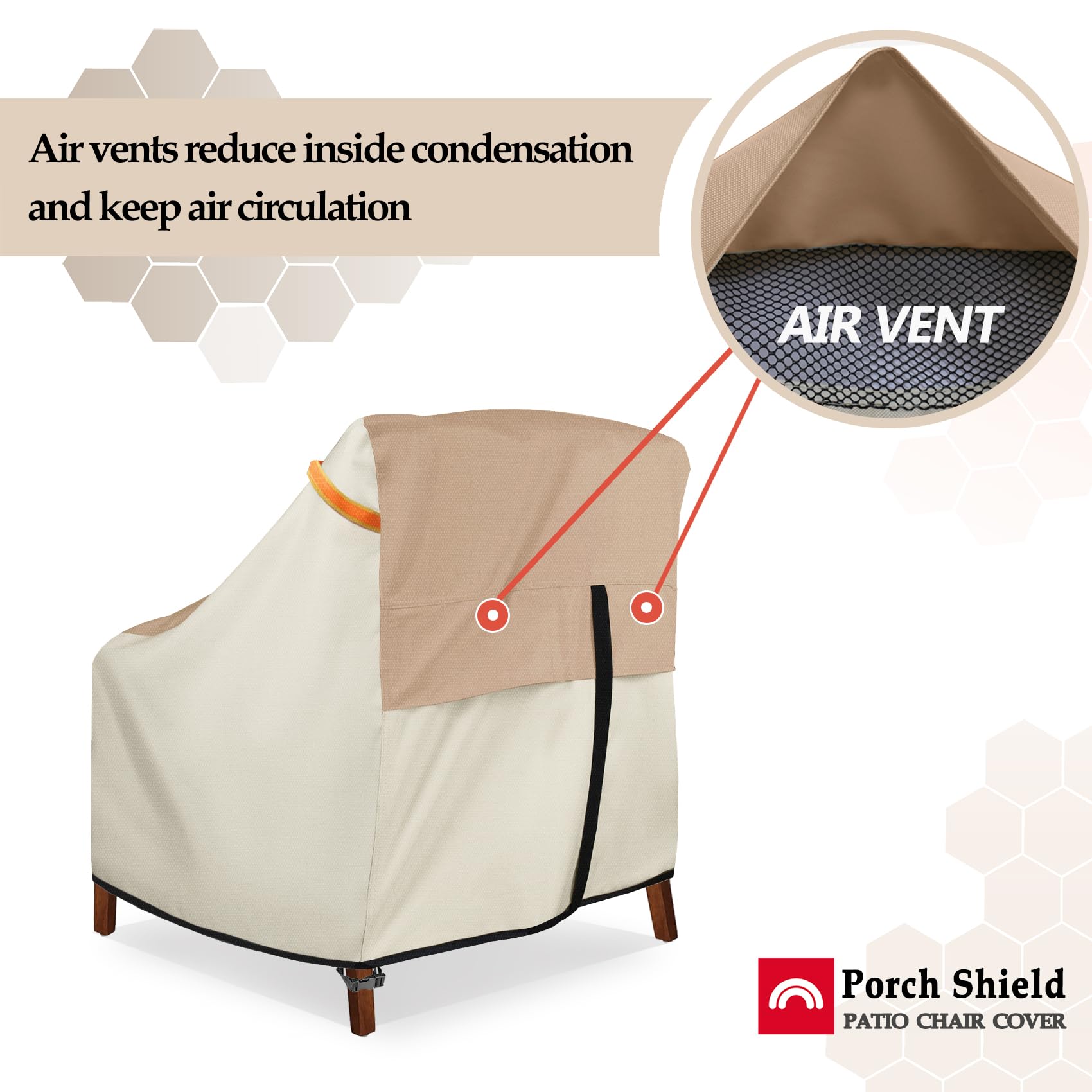 Porch Shield Patio Chair Covers - Waterproof Outdoor Lounge Deep Seat Adirondack Chair Cover 4 Pack - 34W X 37D X 36H Inch, Light Tan & Khaki