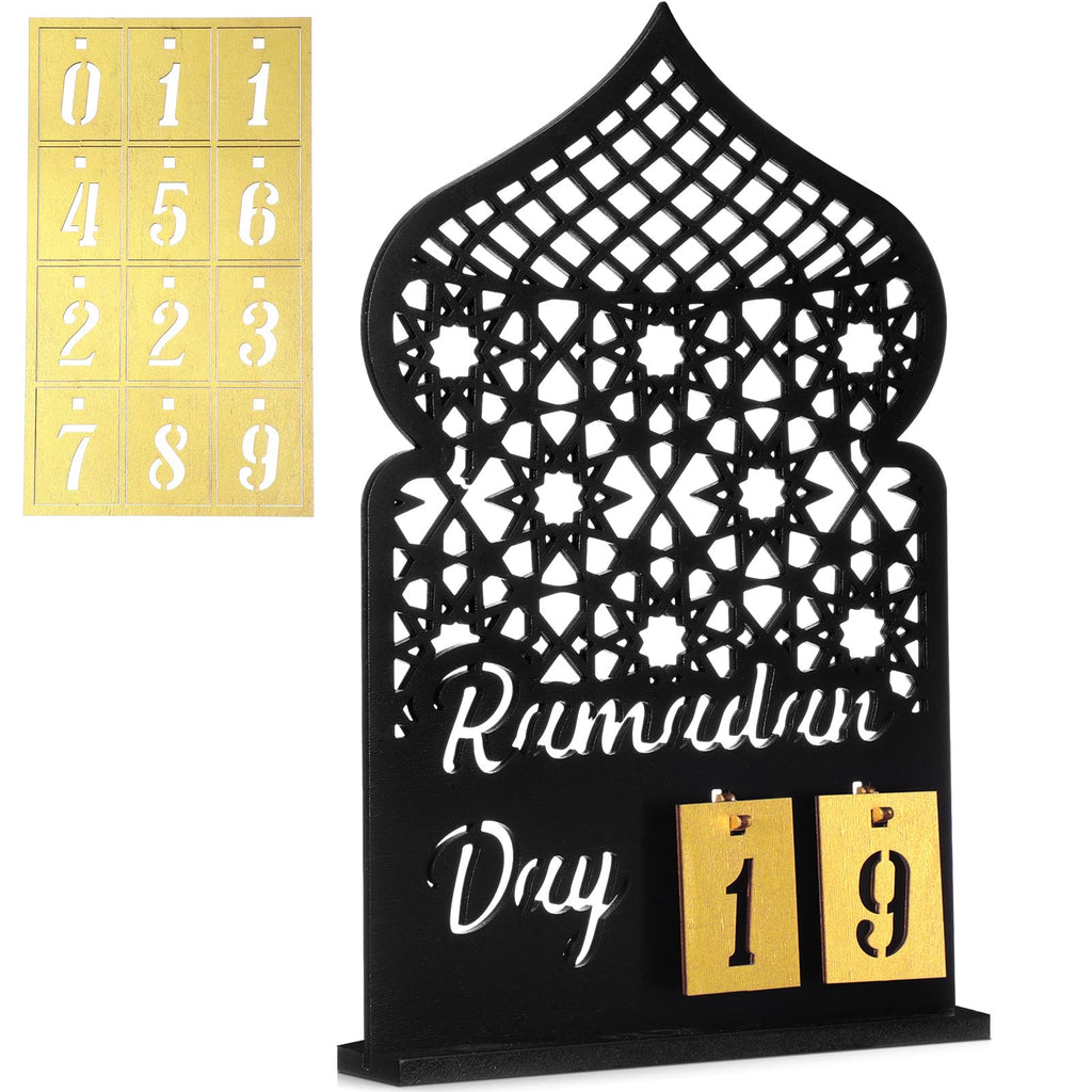 DoubleFill Ramadan Calendar Set Ramadan Advent Calendar 30 Days Wooden Eid Mubarak DIY Countdown Calendar Ramadan Decoration Gif