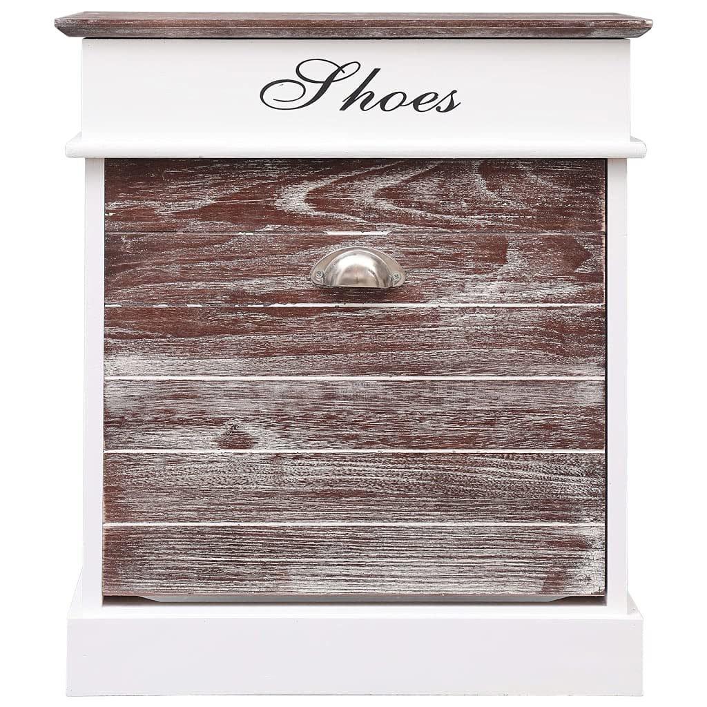 vidaXL Shoe Cabinet with Tilting and Top Compartment, Paulownia Wood, Durable Shoe Storage Organizer for Hallway/Bedroom, Brown