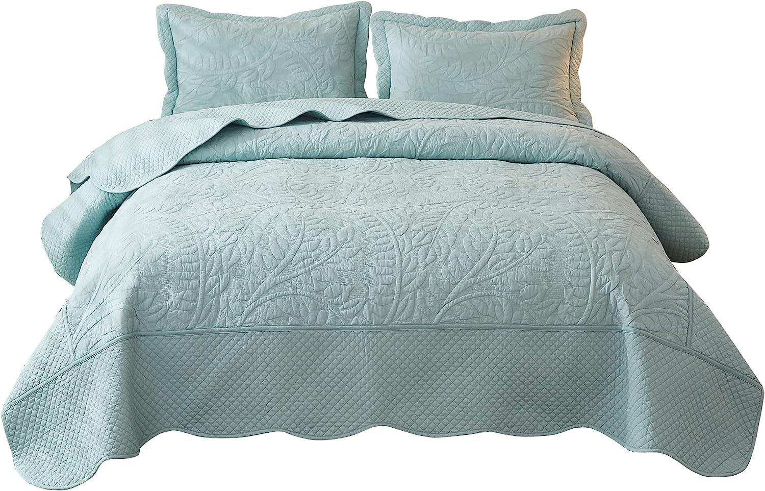 MarCielo 3-Piece 100% Cotton Oversized Bedspread Set Coverlet Set Lightweight Quilt Set Embroidery Farmhouse Bedding Set (TK Lig