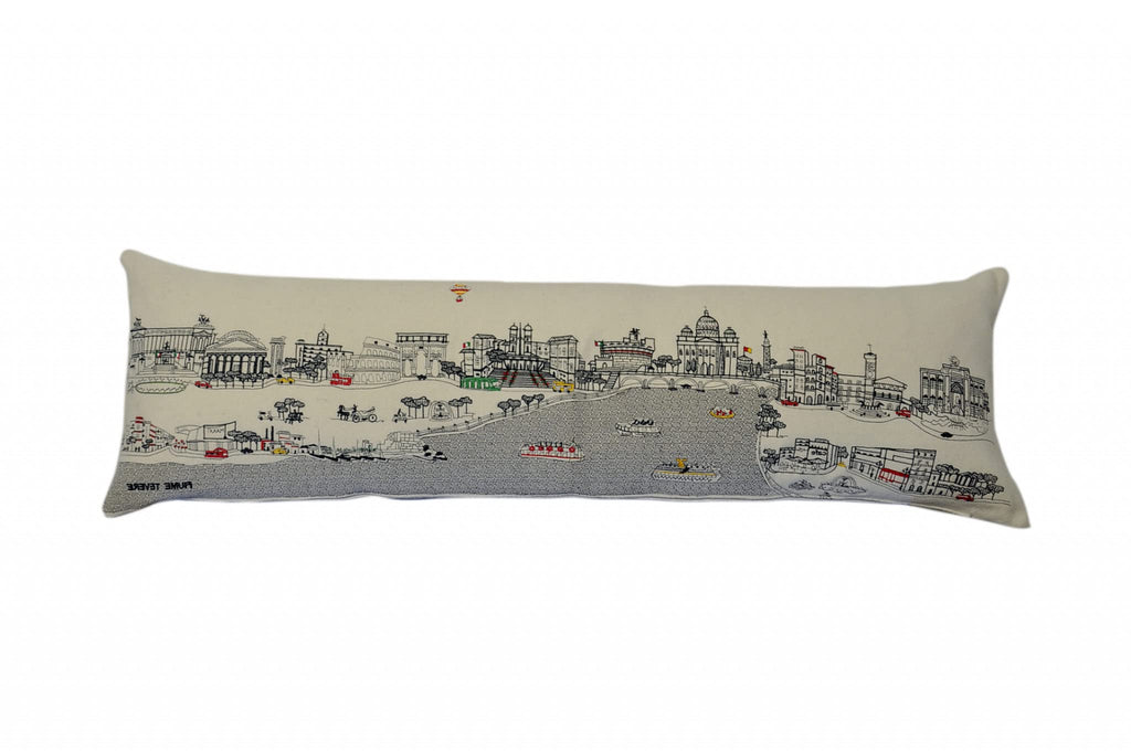 HomeRoots Cream 45' White Rome Daylight Skyline Lumbar Decorative Pillow