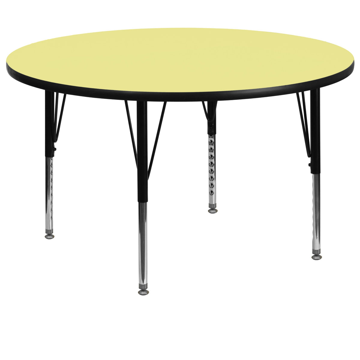 Flash Furniture Wren 60'' Round Yellow Thermal Laminate Activity Table - Height Adjustable Short Legs