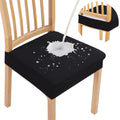 Smiry Waterproof Seat Covers For Dining Room Chairs Set Of 2, Stretch Jacquard Removable Washable Chair Seat Slipcovers Protector, No Rear Covers, Black