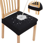 Smiry Waterproof Seat Covers For Dining Room Chairs Set Of 2, Stretch Jacquard Removable Washable Chair Seat Slipcovers Protector, No Rear Covers, Black