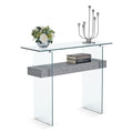 Ivinta Glass Console Table With Storage, Small Gray Faux Marble Entryway Table For Living Room, 39.4' Modern Sofa Table For Foyer, Hallway, Bedroom 5101 (Gray)