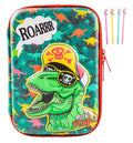 Wepop Pencil Case Eva T-Rex Dinosaur Pen Pouch Holder Bag Big Capacity Desk Organizer Storage Marker Box Stationary Double Zippe