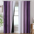 Estelar Textiler Purple And Greyish White Ombre Blackout Curtains 96 Inches Long, Rod Pocket Thermal Insulated Curtains For Bedr