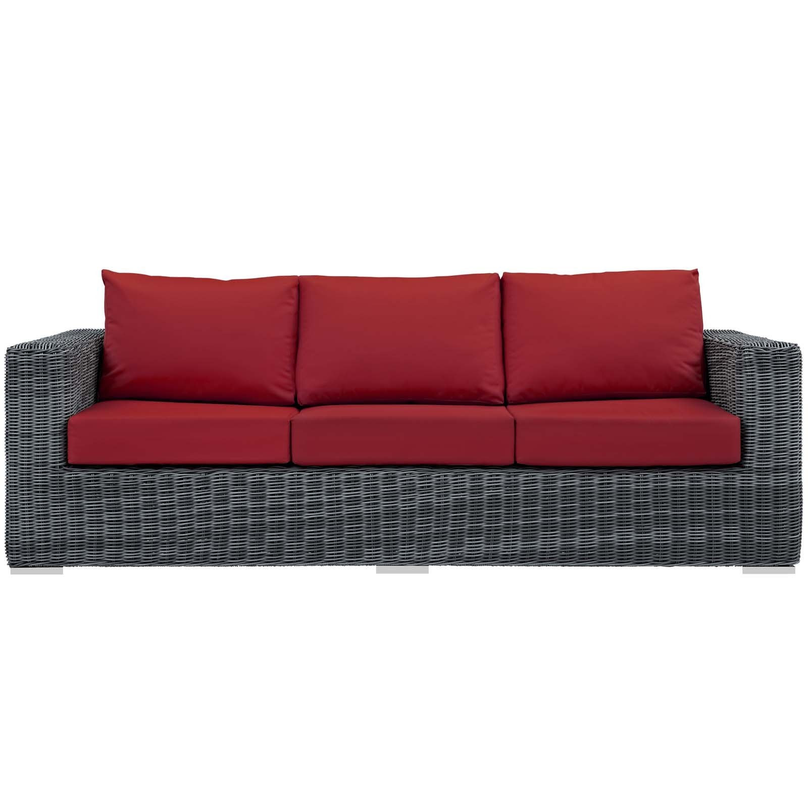 Modway Summon Wicker Rattan Outdoor Patio Sunbrella Corner Sofa