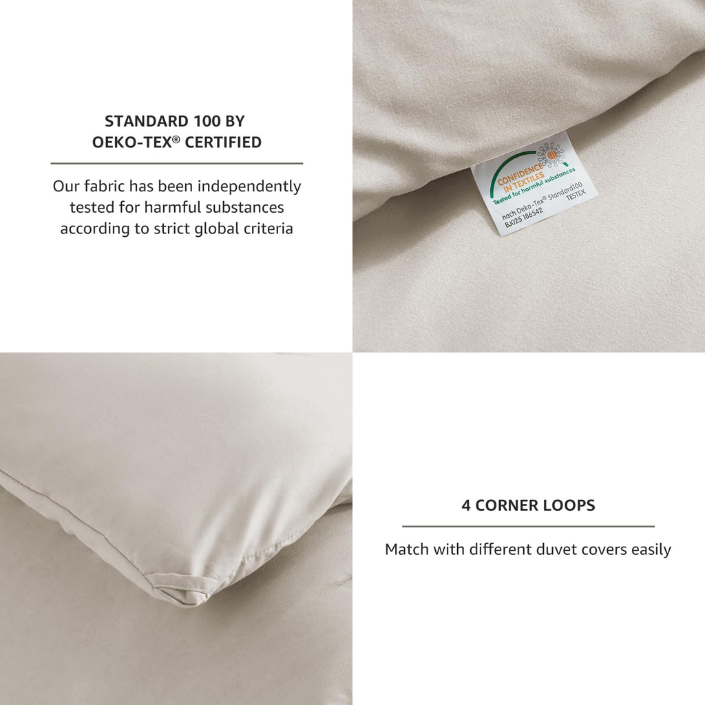 Cozylux Beige Comforter Set Twin/Twin Xl Size, 2 Pieces Twin Extra Long Boho Solid Breathable Quilted Style Bedding Sets, Luxury Fluffy Soft Microfiber Comforter All Season(1 Comforter & 1 Pillowcase)