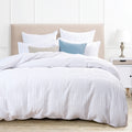 Phf 100% Cotton Duvet Cover Queen Size, Waffle Weave Duvet Cover Set For All Season, Pre-Washed Soft Decorative Textured Duvet C