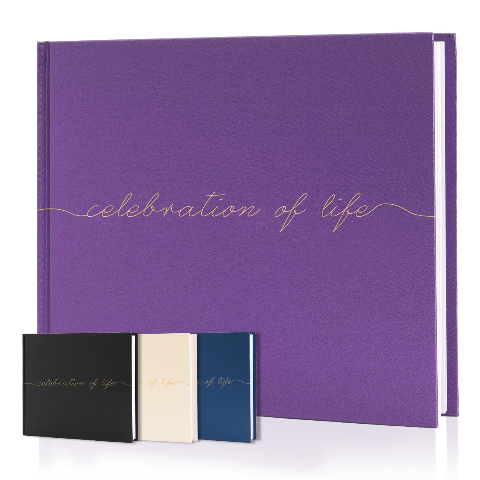 Celebration of Life Funeral Guest Book - Twill Guestbook with Memory Table Sign - Hardcover Guest Sign in Book for Funeral Servi