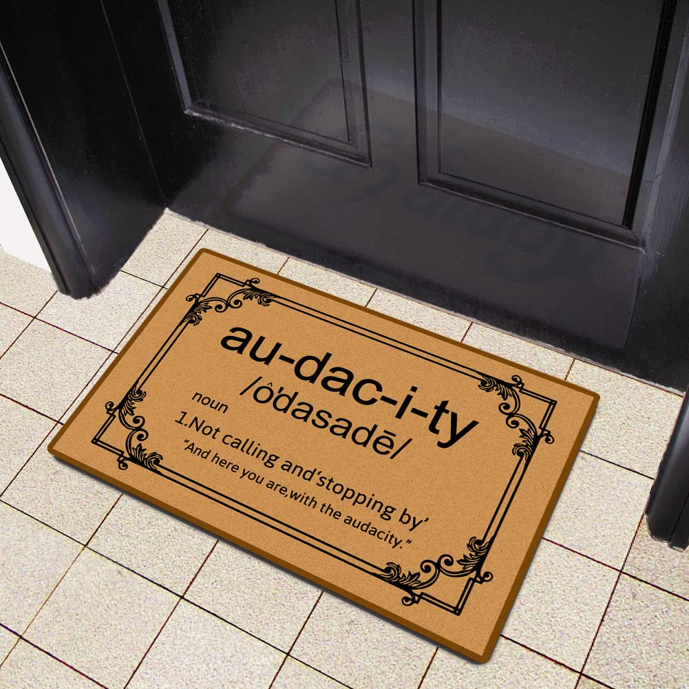 Accssoey Funny Welcome Doormat, Audacity Door Mat Non-Slip Funny Outdoor Mat, Front Door Decor, Funny Housewarming Welcome Mat,F