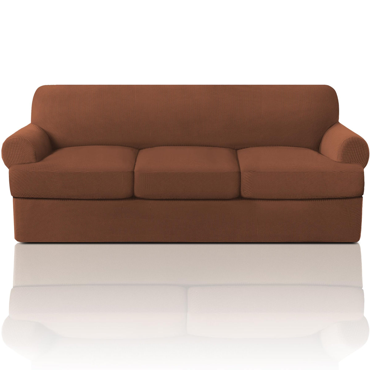 Princedeco T Cushion Sofa Slipcover 4 Pieces Sofa Covers For T Cushion Sofa Soft Couch Cover Sofa Slip Covers Furniture Covers With 3 Individual T Cushion Shape Seat Covers Washable, Caramel