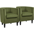 Yaheetech Velvet Accent Chair, Modern And Comfortable Armchairs, Upholstered Barrel Sofa Chair For Living Room Bedroom Waiting Room, Olive Green, 2Pcs