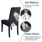 Jqinhome Pattern Chair Covers For Dining Room Set Of 4, High Stretch Removable Washable Parsons Chair Slipcover For Home Party Hotel Wedding Ceremony (Plume Black,4Pcs)