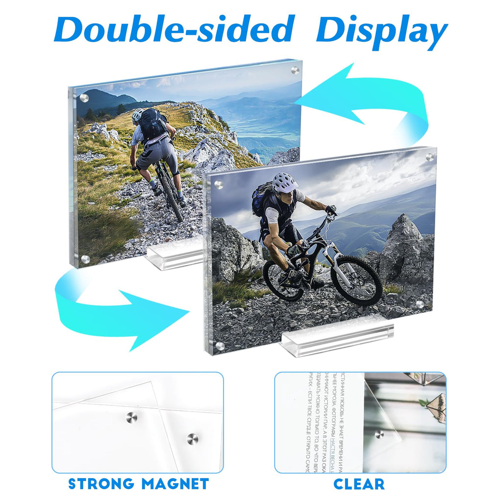 Juoifip Acrylic Picture Frame 5X7 Inch 5 Pack,Clear Magnetic Photo Frames,Double Side Freestanding Pic Frame For Desktop Display