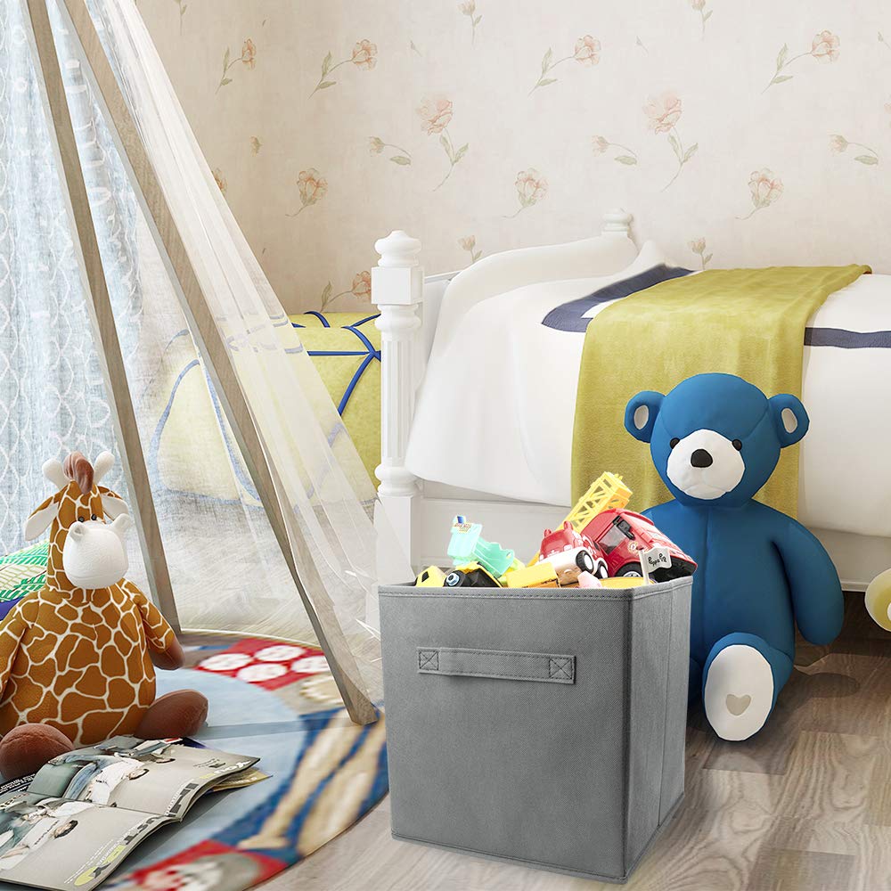 Ebigic Mini Size 1-Pack Cube Storage Bins 9.0''X7.5''X7.5'' Fabirc Foldable Closet Toy Organizer Collapsible Cloth Gray
