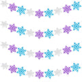 Yeaqee 4 Pcs 10.33 ft Snowflake Banner Garland White Blue Purple Glitter Hanging Garland Winter Party Decorations for Christmas 