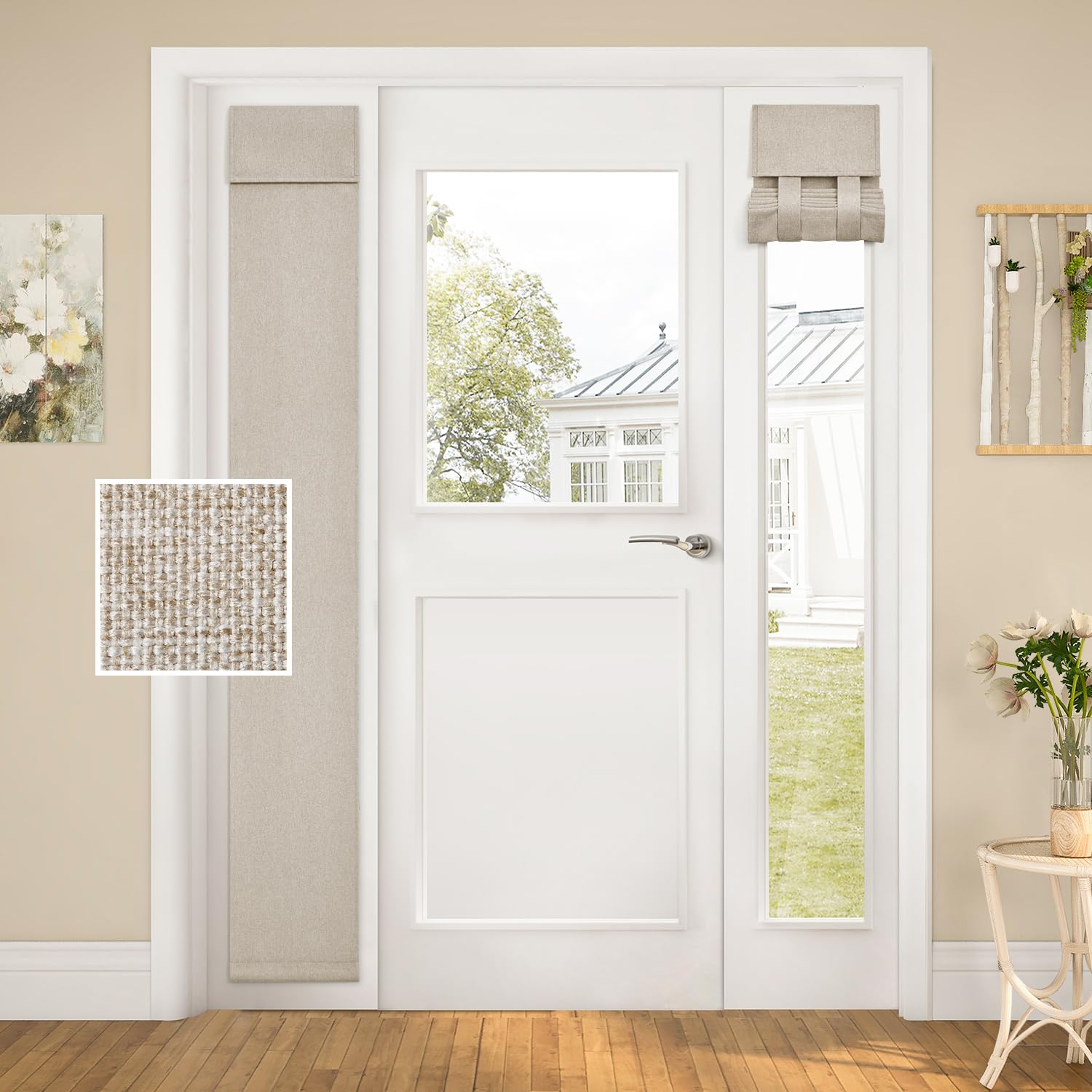 HOMEIDEAS Linen Sidelight Curtains for Front Door, Side Door Window Curtains, Front Door Curtains for Small Window, Thermal Insu