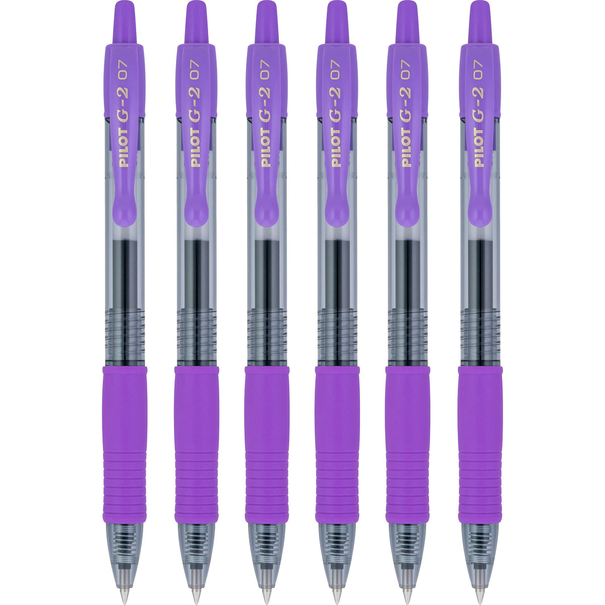 Pilot G2 Retractable Rollerball Gel Pens, Fine Point, 0.7Mm, Purple Ink, 6 Count