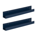 Kate and Laurel Levie 24 inch 2-Pack Wood Floating Wall Shelf Picture Frame Holder Ledge, Navy Blue