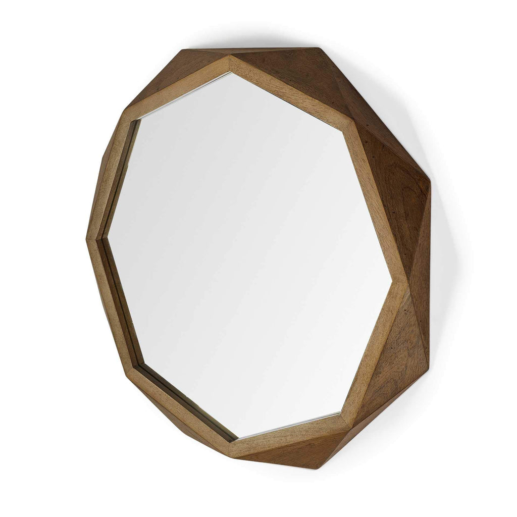 HomeRoots 41' Octagon Brown Wood Frame Wall Mirror