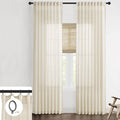 Shineland 96 Inches Long Beige Curtains 2 Panel Set,Sheer Linen French Country Burlap Textured Floor To Ceiling Length Curtains For Living Room,Cortinas Para Sala Modernas 2024 Cuarto Elegantes