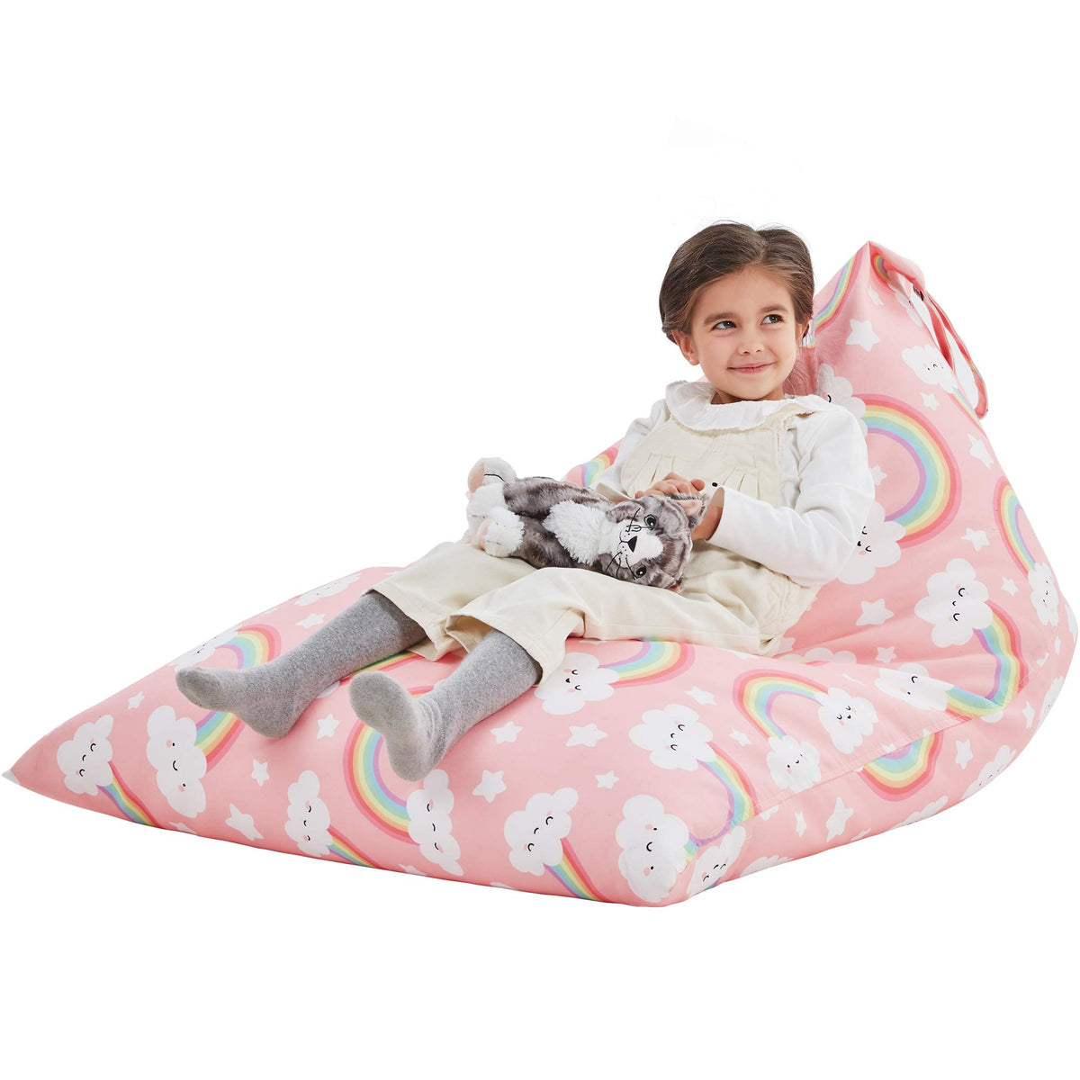 Nobildonna Stuffed Animal Storage Bean Bag For Kids (No Filler), Extra Large 250L Bean Bag Chair Cover Only, Washable Beanbag Without Filling Soft Premium Canvas Stuffable Bean Bag Cover (Pink)