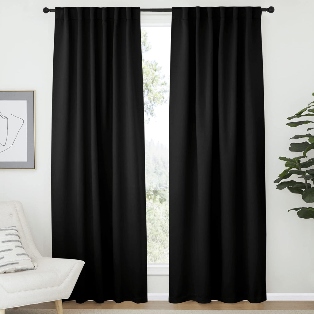 NICETOWN Halloween Living Room Blackout Draperies Curtains - (Black Color) W52 x L72, 2 Pieces, Room Darkening Window Blackout D