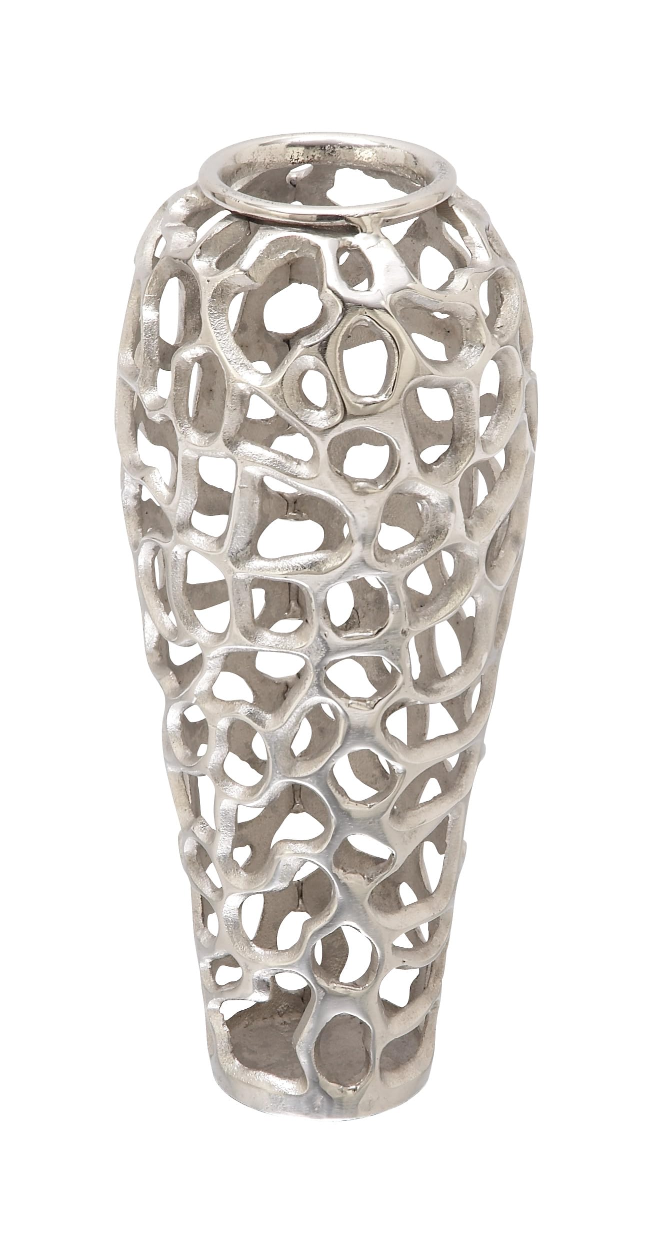 Deco 79 Benzara Metal Planter Upgrade The Decor Appeal of Short Spaces, Silver, 8L x 8W x 19H, (37663)