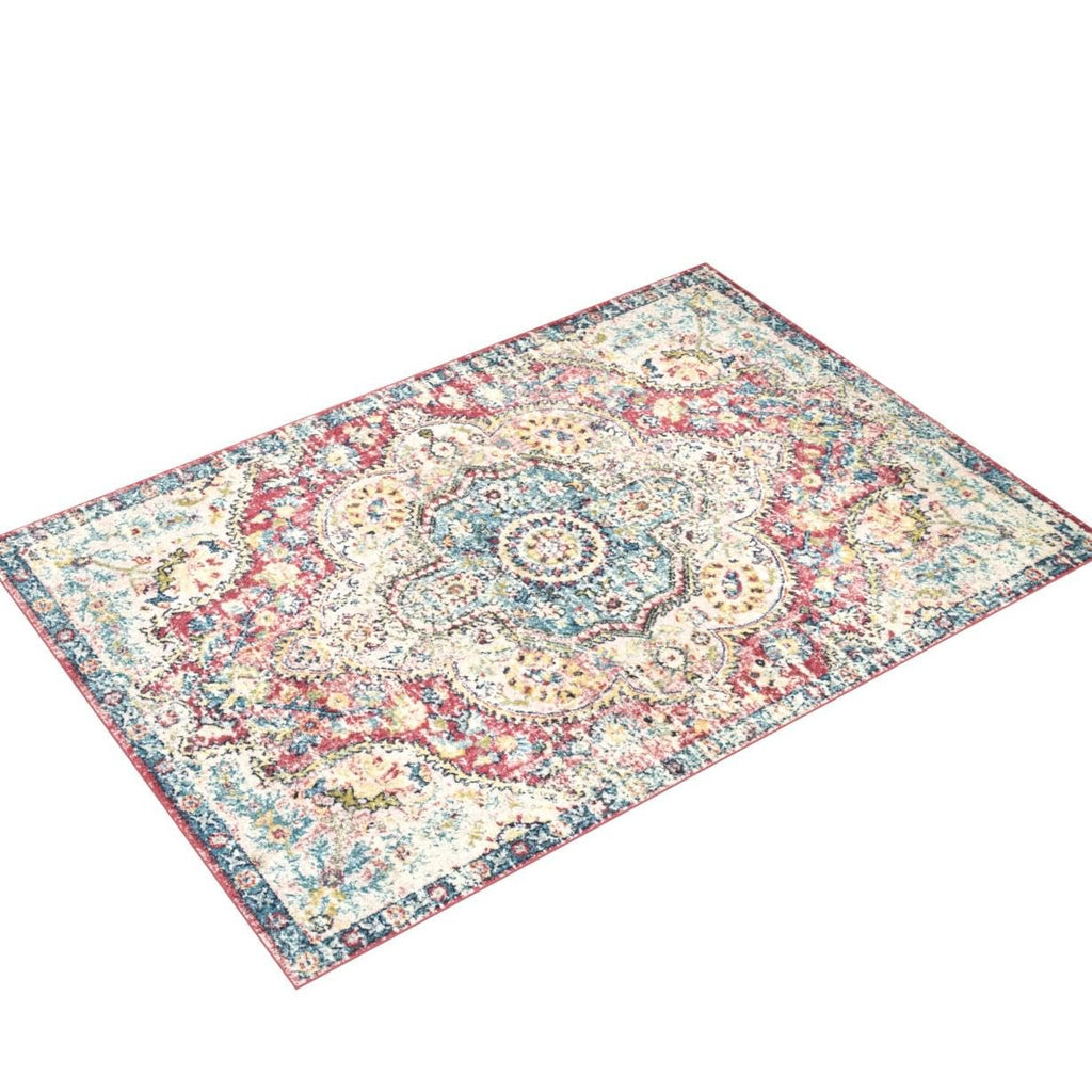 Livabliss Romaine Vintage Medallion Area Rug, 7'10'' X 10'3'', Rose/Navy