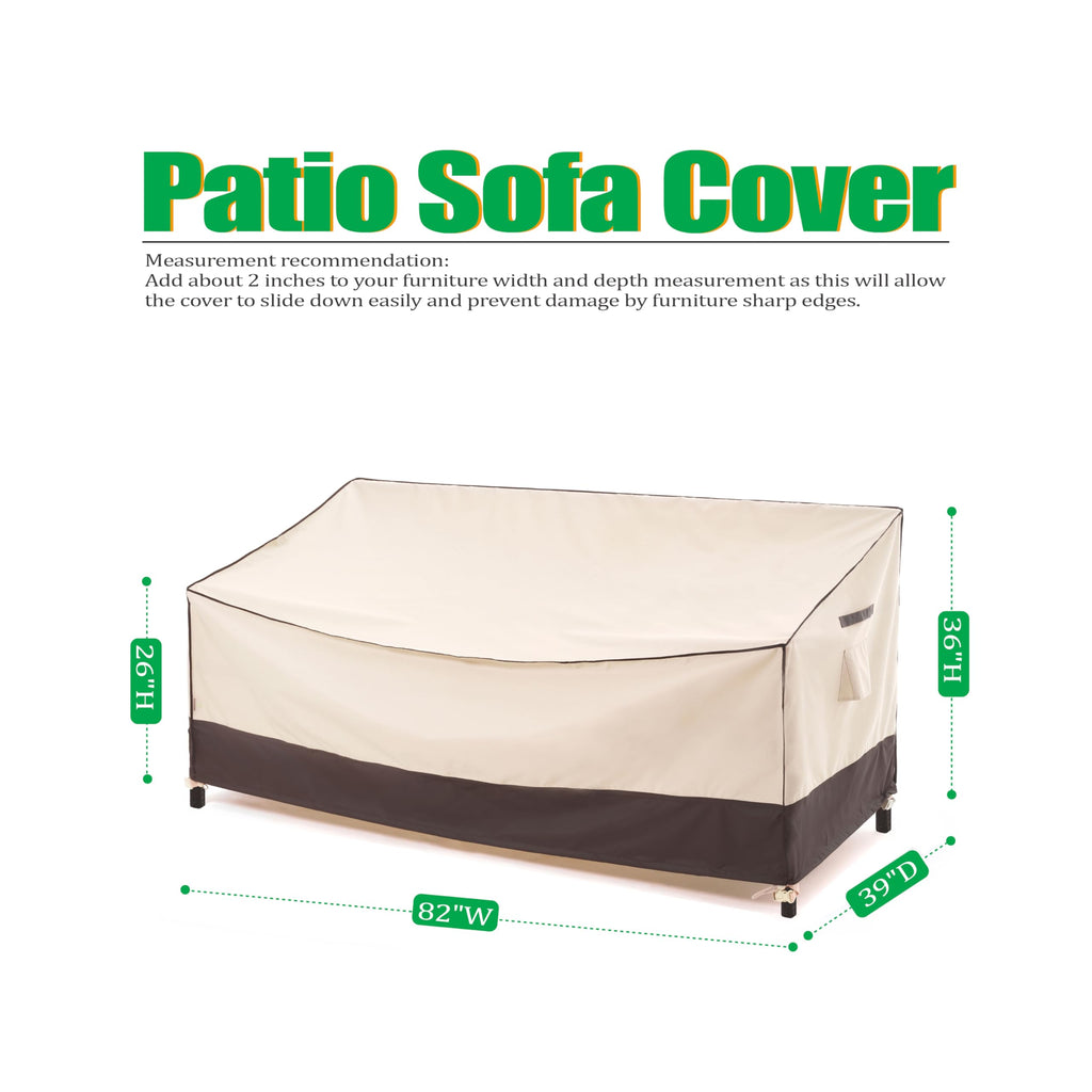 F&J Outdoors Waterproof Anti-Uv Heavy Duty 3 Seater Cushion Couch Patio Sofa Cover, 82' W X 39' D X 36' H