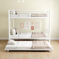 GNIXUU Twin Over Twin Metal Bunk Bed with Trundle, Heavy Duty Sturdy Beds Frame with Side Ladder, Convertible Bunkbed Safety Gua