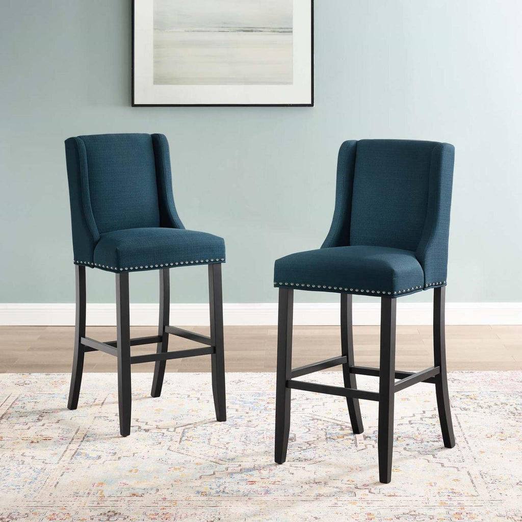 Modway Baron Counter Stool Upholstered Fabric Set of 2, Gray