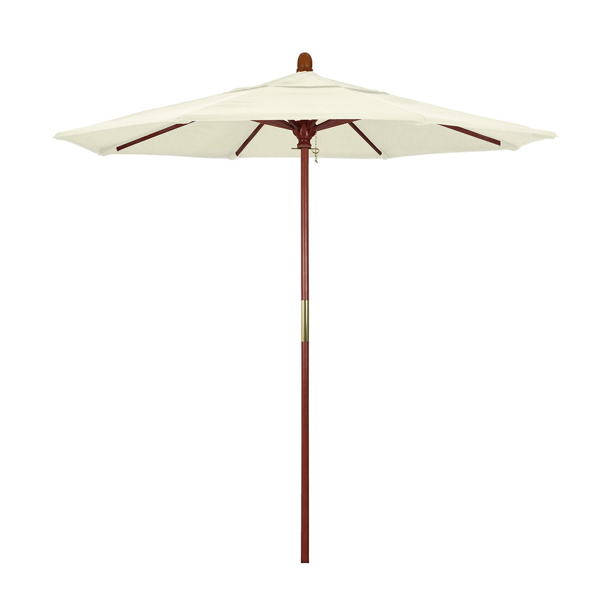 California Umbrella 7.5' Round Hardwood Frame Market Umbrella, Stainless Steel Hardware, Push Open, Pacifica Canvas