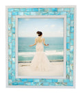 GIFTME 5 Beach Picture Frame 8x10,Mosaic Picture Frame Mother of Pearl,Turquoise Tabletop or Wall Hanging Photo Frame(8x10 inch,