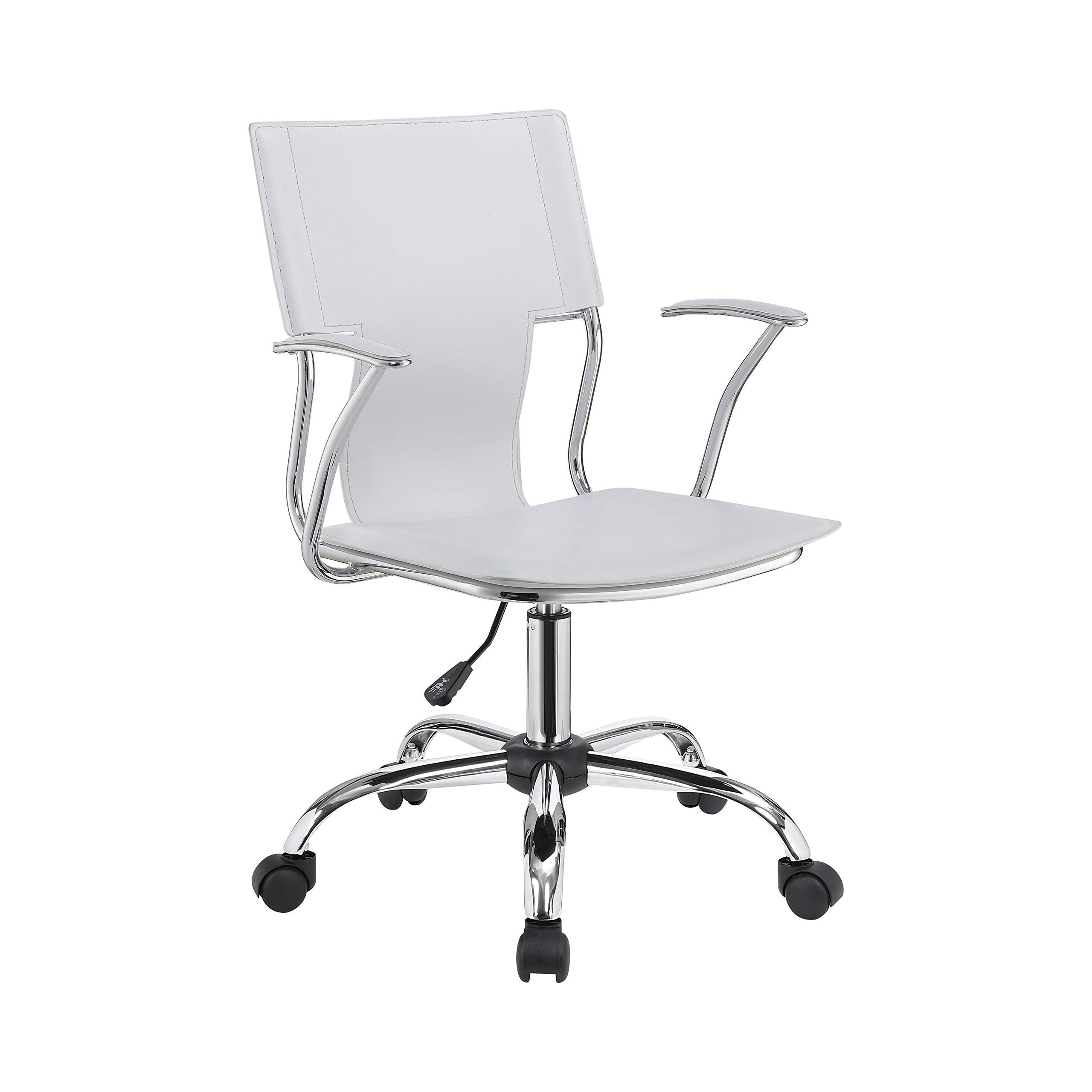 Coaster Furniture Office Chair White Faux Leather Polyurethane Chrome 801363