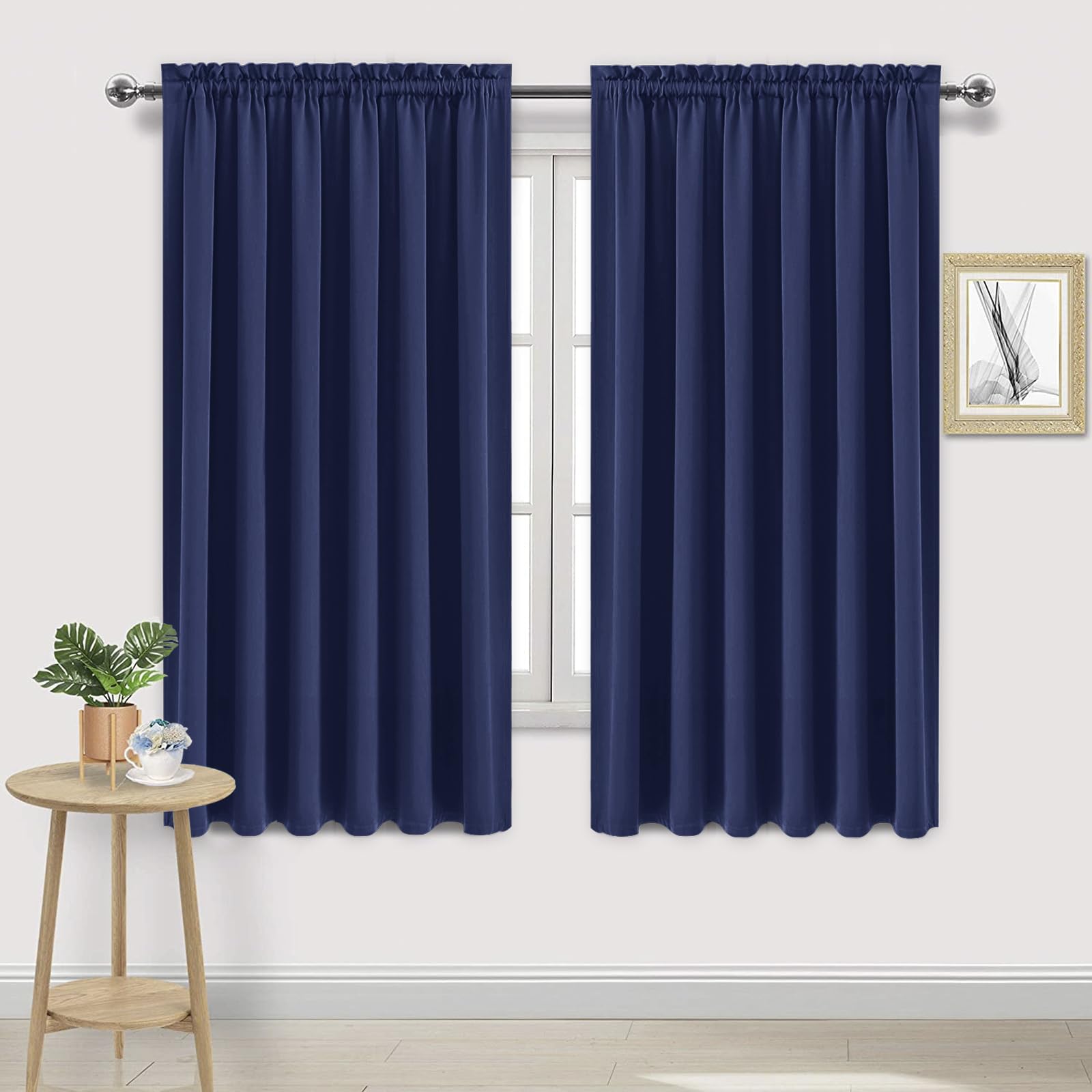 Dwcn Blackout Curtains For Living Room Thermal Insulated, Energy Saving & Noise Reducing Bedroom Curtains, Navy, W 70X L 63 Inch