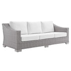 Modway Conway Sunbrella Outdoor Patio Wicker Rattan 4-Piece Furniture Set, Light Gray White