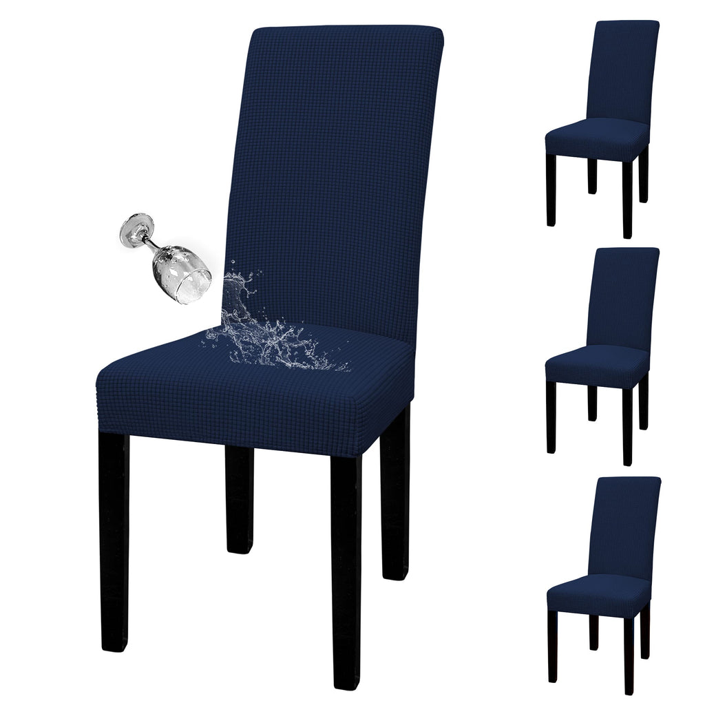 Easy-Going 100% Waterproof Dining Room Chair Cover Set Of 4, Stretch Jacquard Parson Chair Slipcover Removable Washable Chair Protector For Home, Restaurant, Banquet (Large, Navy)