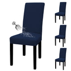 Easy-Going 100% Waterproof Dining Room Chair Cover Set Of 4, Stretch Jacquard Parson Chair Slipcover Removable Washable Chair Protector For Home, Restaurant, Banquet (Large, Navy)