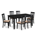 East West Furniture DUAN7-BLK-C 7 Piece Kitchen Table Set Consist of a Rectangle Dining Table and 6 Linen Fabric Upholstered Dining Chairs, 36x60 Inch, Black
