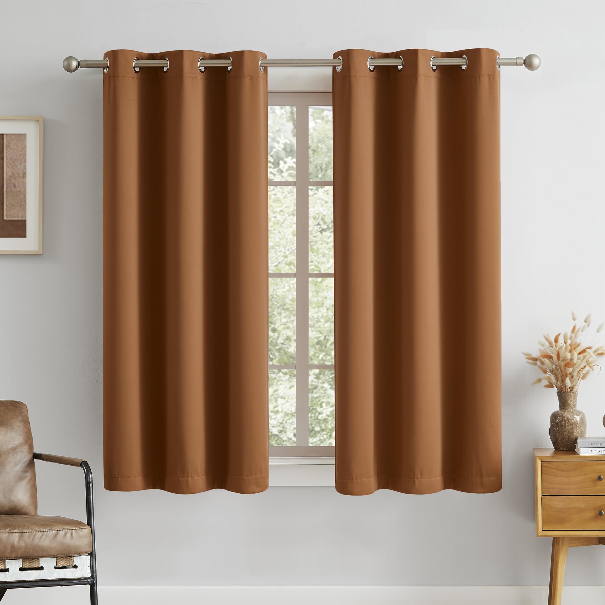 Dualife Blackout Curtains 45 Inch Length Sleek Narrow Curtains For Small Window Bathroom Laundry Fall Decor Doorway Curtains(2 P