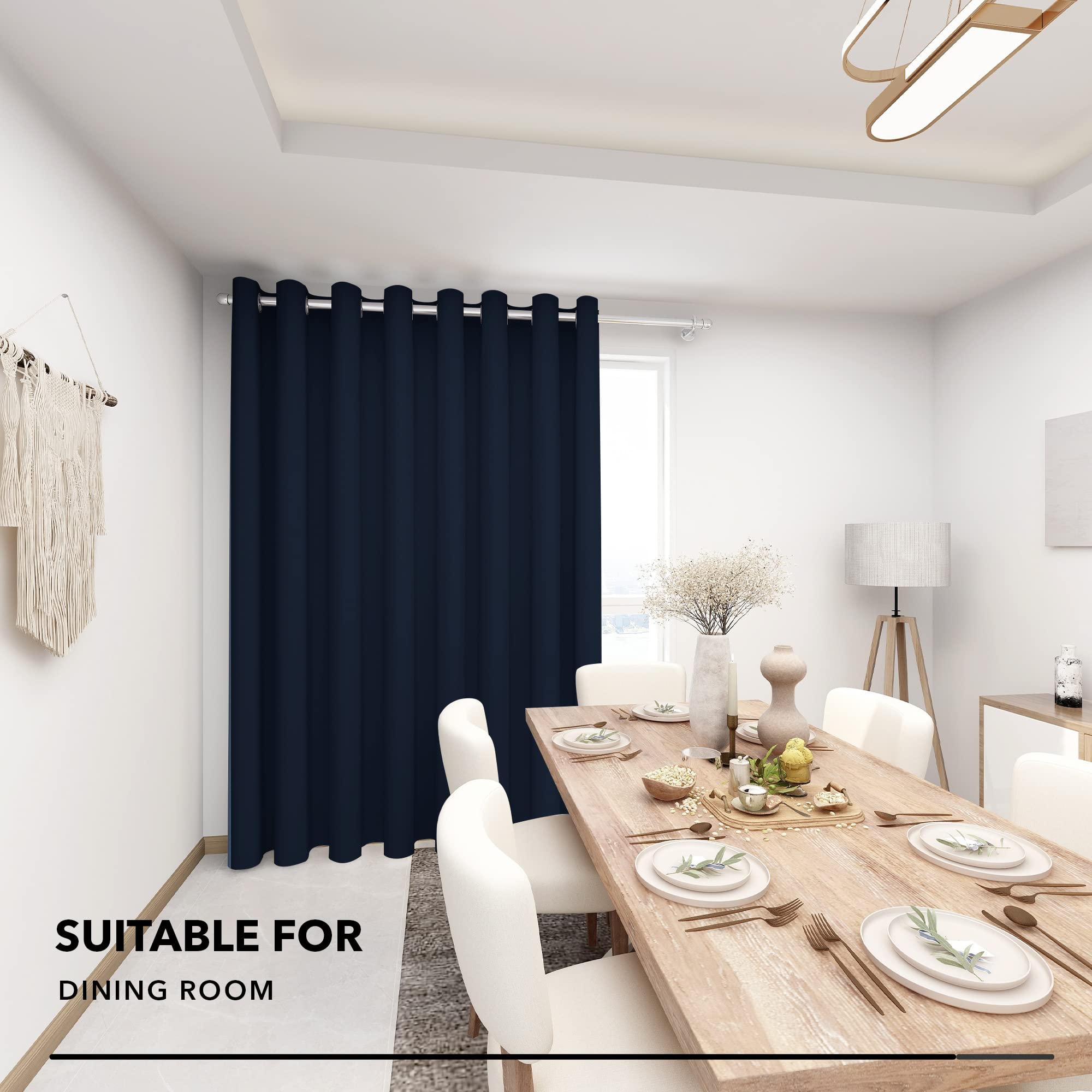 Deconovo Wide Width Drapes For Sliding Glass Doors - Extra Wide Curtains 100 Inches, Blackout Grommet Noise Reducing Drapes For