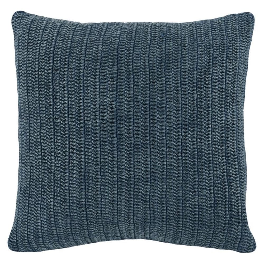 Kosas Home Marcie 22X22 Knit Belgian Flax Linen Fabric Throw Pillow In Blue