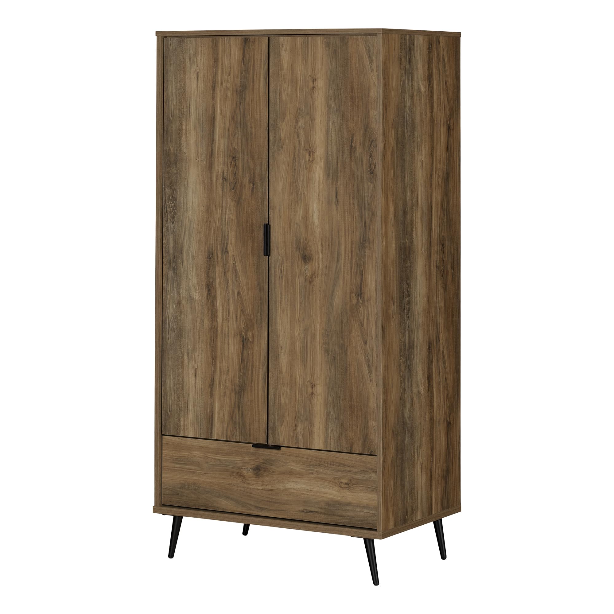 South Shore Furniture Oxford Wardrobe Armoire with Doors and Drawer, Natural Mango