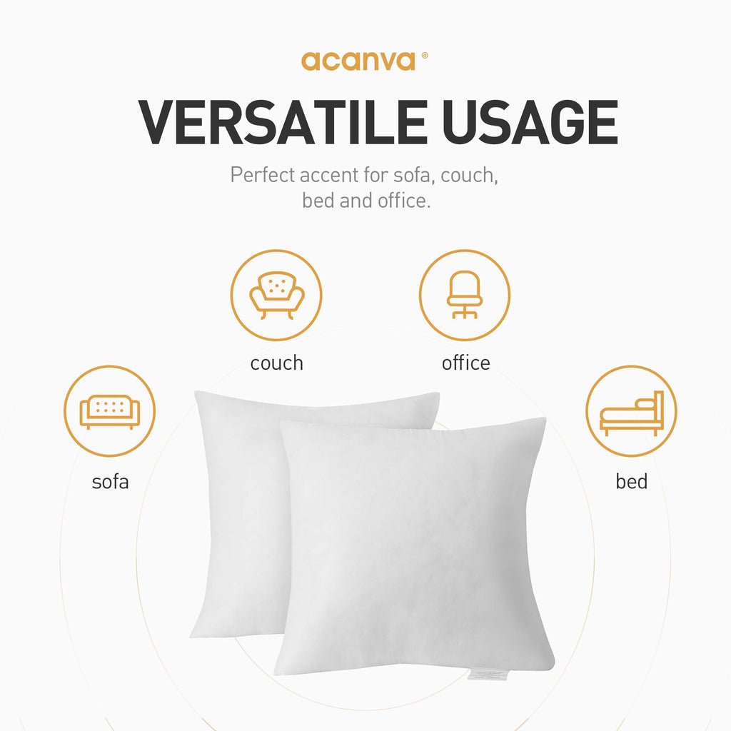 Acanva Decorative Throw Pillow Inserts For Sofa, Bed, Couch And Chair, Square Euro Sham Form Stuffer With Premium Polyester Micr