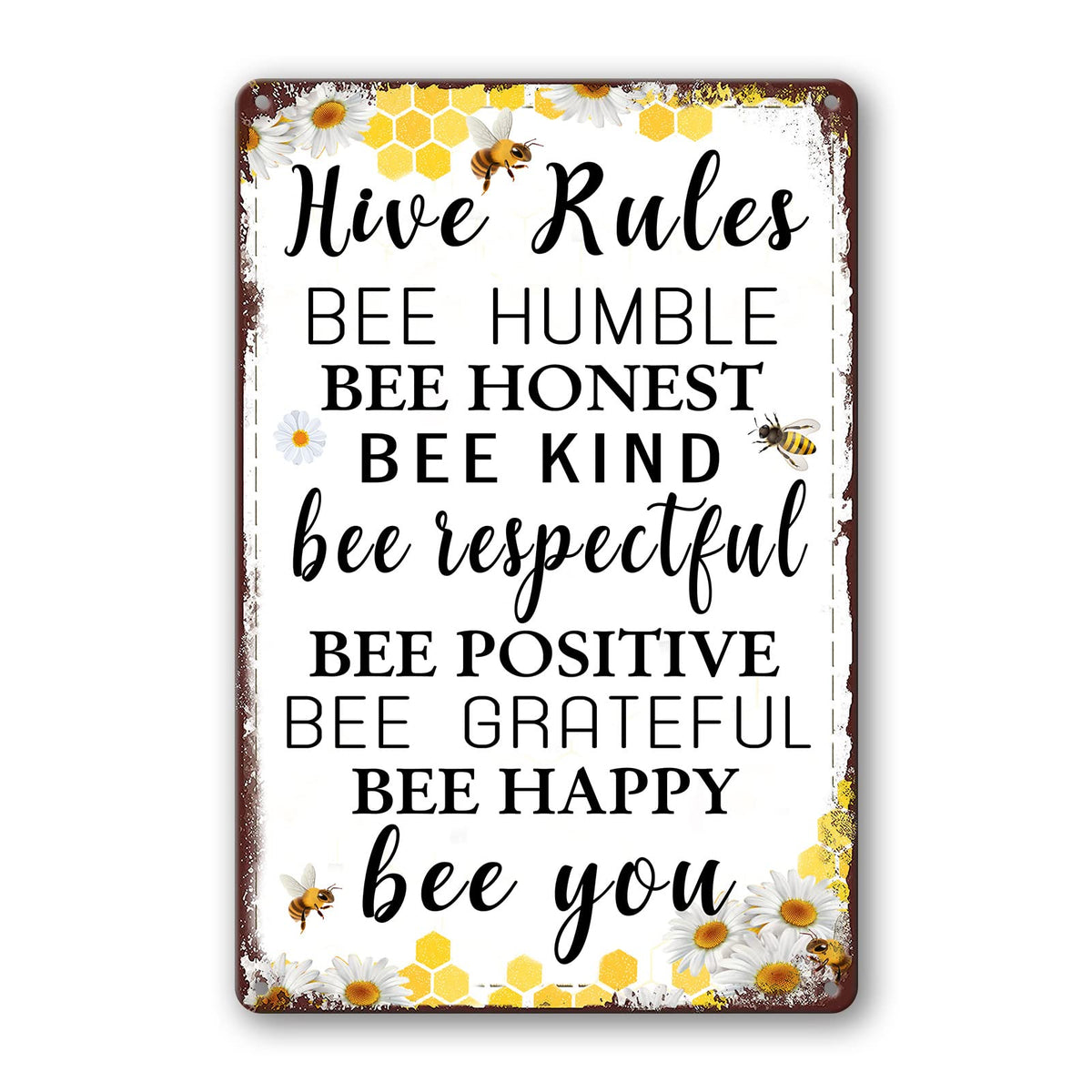 Bee Garden Decor Bee Hive Rules Sign For Home Honey Bee Decorations Hive Rules Signs Bumble Metal Tin Signs Bees Kitchen Wall De