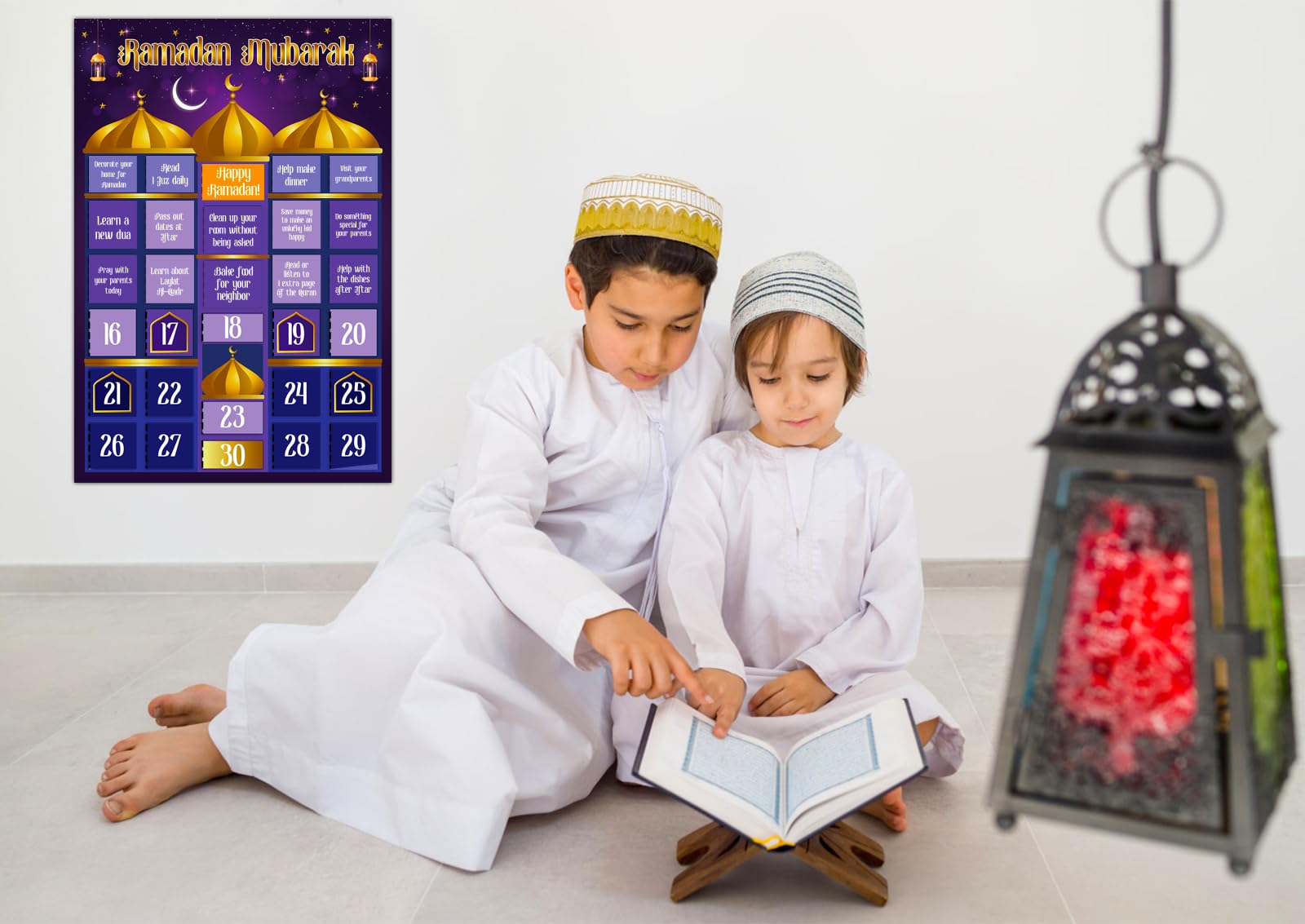 Flyab Ramadan Advent Calendar 2024 Ramadan Calendar Eid Ramadan Mubarak Countdown Calendar 30 Days Window Page Eid Ramadan Calen